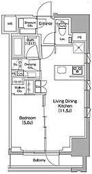 ザ・パークハビオ新御徒町 1LDKの間取図画像