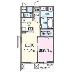 さいたま市桜区道場2丁目アパート 1LDKの間取図画像