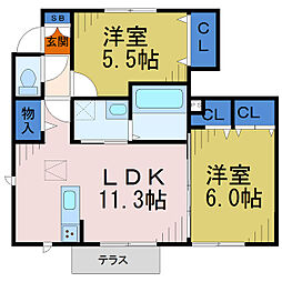 HANA 2LDKの間取図画像