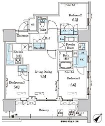晴海フラッグ ポートヴィレッジ B棟 2階3LDKの間取り