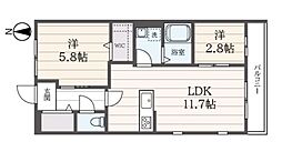 JollyField 2LDKの間取図画像