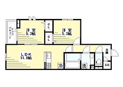 グランクール北町 2LDKの間取図画像