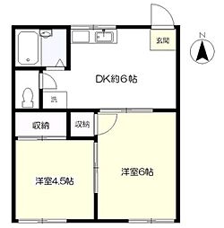 メゾンジュネス 2DKの間取図画像