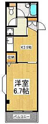 小田急多摩線 小田急永山駅 徒歩24分の賃貸マンション 2階1Kの間取り