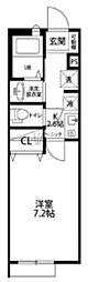 サンクレール松戸 1階1Kの間取り