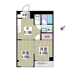 ＡＪＵ稲城 3階2Kの間取り