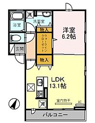 ジュレ・ブランシュ 1LDKの間取図画像