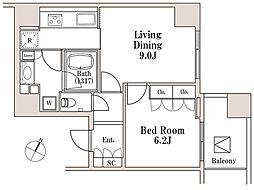 ラサンテ一番町 2階1LDKの間取り