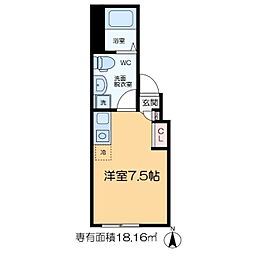 アミスタ小菅 4階ワンルームの間取り