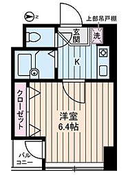 アベニール曙橋 6階1Kの間取り