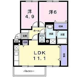 サバービア 2LDKの間取図画像