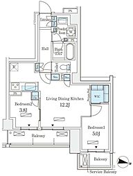 ロイヤルパークス赤羽サウス 7階2LDKの間取り