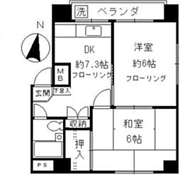 トップヒルズ 2DKの間取図画像