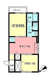 スイートハイム 2DKの間取図画像