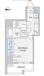 グレイスリヴィエール東京八丁堀 1Kの間取図画像