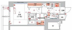 ハーモニーレジデンス新宿イースト 1Kの間取図画像