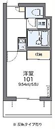 レオパレスアザレア 1Kの間取図画像