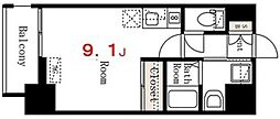 デュオフラッツ上野松が谷 ワンルームの間取図画像