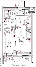 クレイシアIDZ中馬込 4階1DKの間取り