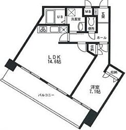 クリアウエスト 1LDKの間取図画像