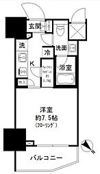 パークリュクス白金高輪 1Kの間取図画像
