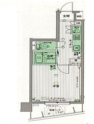 パークウェル文京千石 1Kの間取図画像