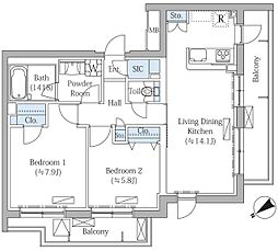 Rovine目黒東山 2LDKの間取図画像