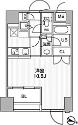 東神田テラスレジデンス ワンルームの間取図画像