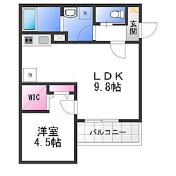 (仮称)ジーメゾン泉佐野ルシエール 1LDKの間取図画像