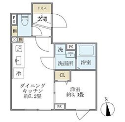 WELLSQUARENAKANOBU2 1DKの間取図画像