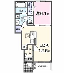 ヴェルドゥーラI 1LDKの間取図画像