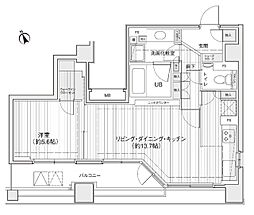 ドゥーエ銀座イースト1 10階1LDKの間取り