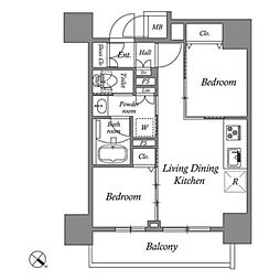 コスモグラシア板橋区役所前 2LDKの間取図画像
