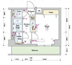 西武新宿線 下落合駅 徒歩10分の賃貸マンション 3階1Kの間取り