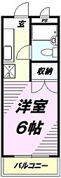 セントラルコーポS館 1Kの間取図画像