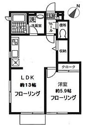 サニープレイス 1LDKの間取図画像