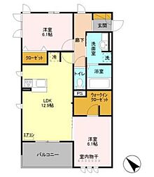 リシェス2 2LDKの間取図画像