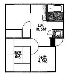 ＭＫハイツ 1階2LDKの間取り