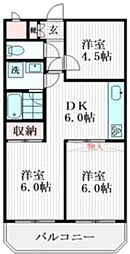 かわばた梨花マンション 3DKの間取図画像