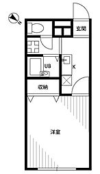アムール 琴 1階1Kの間取り