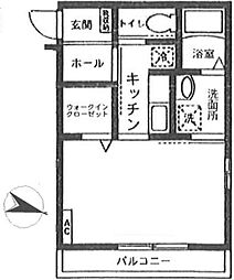 Three i 2階1Kの間取り
