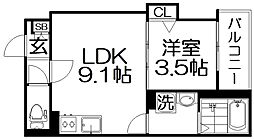 レジーナ寝屋川 1LDKの間取図画像