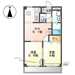 クレイスヴィラ 2DKの間取図画像