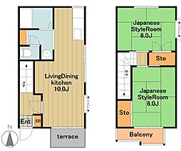 メゾン堀之内 2階2LDKの間取り