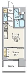 クレストコート王子 1LDKの間取図画像