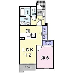 プレシャスコートK東松江 1LDKの間取図画像