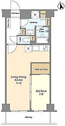 ジニア新宿中落合 地下1階1LDKの間取り