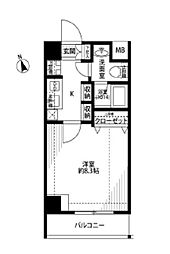 プレール・ドゥーク高円寺2 1Kの間取図画像
