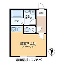 フェリチタ住吉 4階ワンルームの間取り