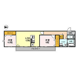 ロータスポンド 2LDKの間取図画像